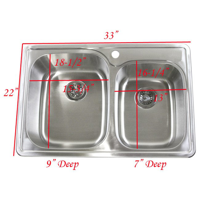 Emodern Decor 22'' W Double Bowl Stainless Steel DropIn Kitchen Sink